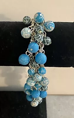 Beautiful Blue Silver Tone Viva Beads Charm Bracelet  • $15