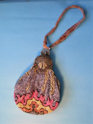 $99 • Buy Antique VICTORIAN Or Deco Era Colorful BEADED & Metal Frame PURSE Bag W/ MIRROR