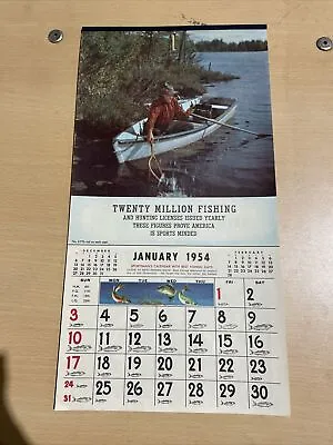 Vintage 1954 Sportsman Fishing Wildlife Calendar • $24