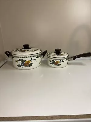 Vintage 2 Villeroy & Boch Amsterdam  Enamel Floral Cookware Pots • $59