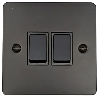 £14.30 • Buy Flat Plate Matt Black FFB Light Switches, Plug Sockets, Dimmers, Cooker, Fuse TV