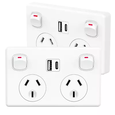 FAST Charge 10 Amp Double Power Point USB & Type-C GPO Wall Outlet Supply Socket • $21.99