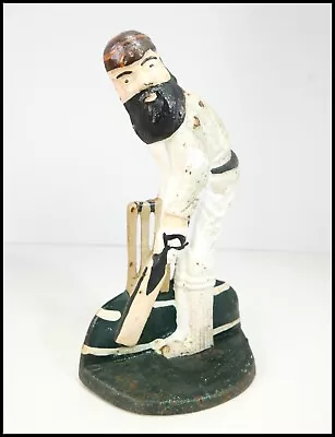 Vintage Cricket Cast Iron Door Stop W. G. Grace Cricketer Batsman Display Prop • £29.90