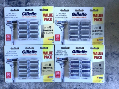 $88 • Buy Gillette  Skinguard Skin Razor 32 Blades ( 4 X 8 Packs)+ Free Gift