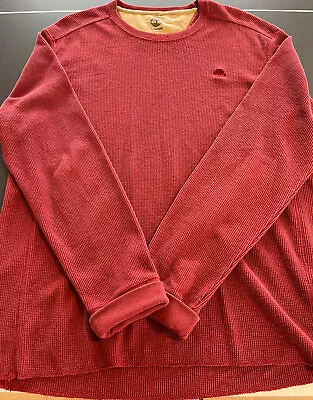 Timberland Men’s Long Sleeve Pullover Thermal Burgundy Size XL Logo Shirt • $13.97