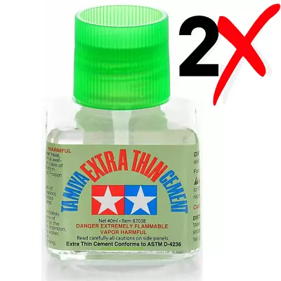 Twin Pack Extra Thin TAMIYA Modelling Plastic Glue Liquid Cement 40ml - Fast ... • £14.99