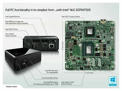 Intel NUC Dual Core 32GB SSD 4GB RAM DCCP847DYE Micro Mini Desktop Win10 PC • $59.98