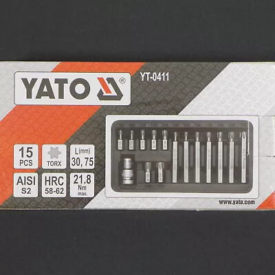 Yato Pro Torx Bit Set Socket Set 15tlg. 30 +75mm +Box YT-0411 • $39.34