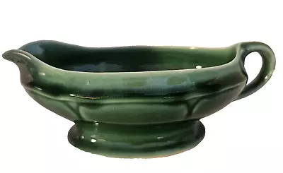 Vtg Mount Clemens Pottery 1930s Petal Ware Green Gravy Boat Made In USA  • $18.99