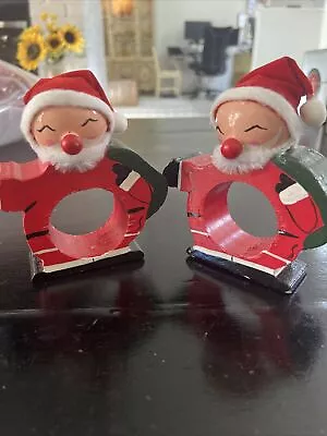 2 Vintage Mid Century Modern Santa Napkin Holders • $26