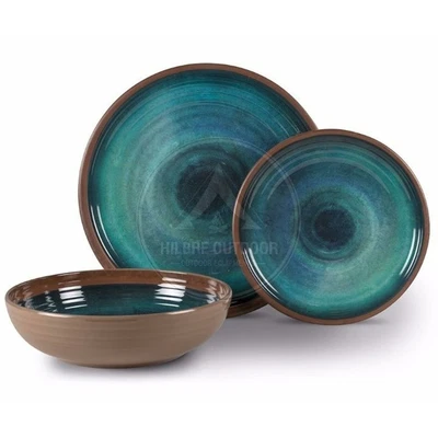 £40.50 • Buy 12 Pc Melamine Dinner Set Plate Bowl Picnic Dishwasher Safe Outdoor Tableware