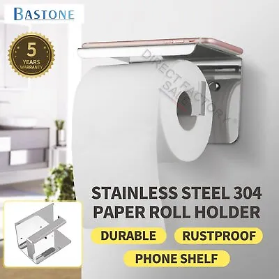 $33.18 • Buy Toilet Paper Holder Thickened Stainless Steel Tissue Roll Dispenser Phone Shelf