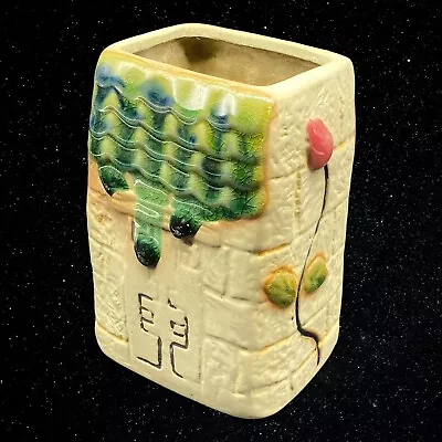 Majolica Art Pottery Brick Wall Planter Vase Rectangular 5”T 3”W • $19.80