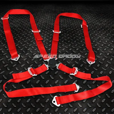 1x Universal 4-point 2  Strap Camlock Drift Racing Safety Seat Belt Harness Red • $26.23