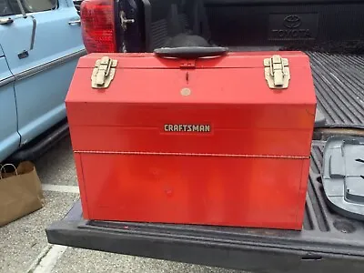 Vintage CRAFTSMAN Tombstone RED METAL TOOL BOX Cantilever Trays 18x13x10  • $117