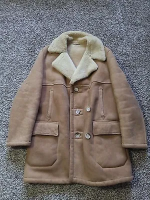 Vintage 70s Abercrombie Fitch Marlboro Suede Shearling Rancher Coat Jacket Sz 42 • $459