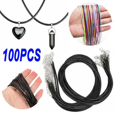 Lots 100Pcs Braided Leather Cord Rope Necklace Chain With Lobster Claw Clasp USA • $10.99