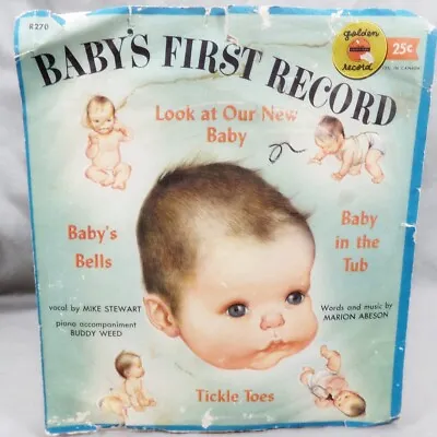 Baby's First Record 78 RPM Yellow 6  Look At New Baby Bells With Sleeve 1956 • $15