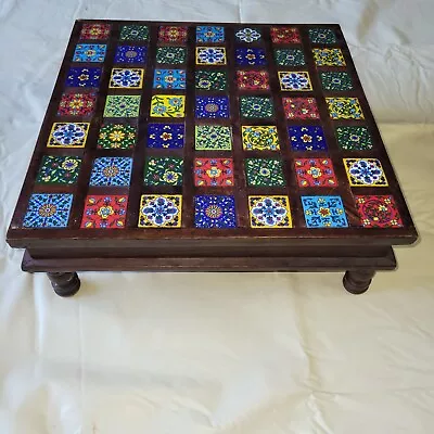 Vintage Monterey Style Table Top Table Riser With 49 Colored Tiles 18x18 • $95