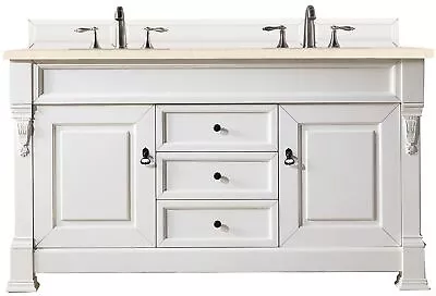 James Martin Vanities Brookfield 60  Double Vanity Bright White W/ 3 CM Eternal • $3214