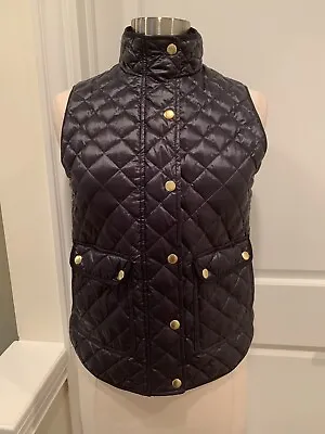 J Crew Down Filled Quilted Puffer Snap Up/Zip Vest Size PS Dark Blue • $14.95