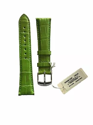 Authentic NWT Michele Watch Strap Alligator GREEN Made France Silver Buckle 20 • $150