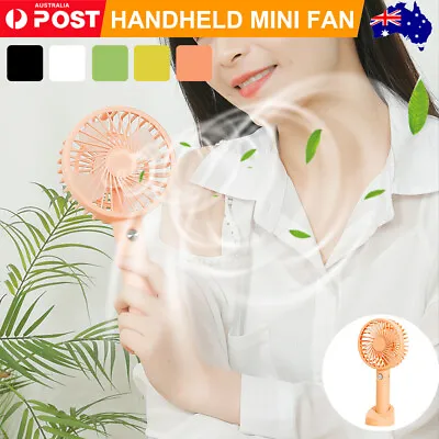 $10.05 • Buy Mini Portable Hand-held Desk Fan Cooling Cooler USB Air Rechargeable 3 Speed AU