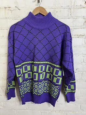 Vintage 80s Ski Sweater Small Kazlin Wool Funky Retro Outdoors • $19.80