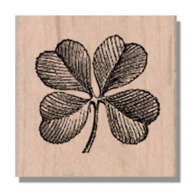 LUCKY 4 LEAF CLOVER Rubber Stamp Luck St Patrick Four Leaf Irish Shamrock Mar • $6.95