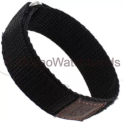 20mm Milano Nylon Sports Watch Band Plain Black • $11.99