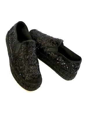 MICHELE LOPRIORE MILANO Black Sequins Loafers Shoes SZ 39 • $87.95