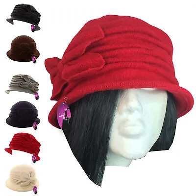£9.99 • Buy Flower Cloche Hat Soft Warm Wool 1920s 30s Downton Abbey Style Winter Ladies
