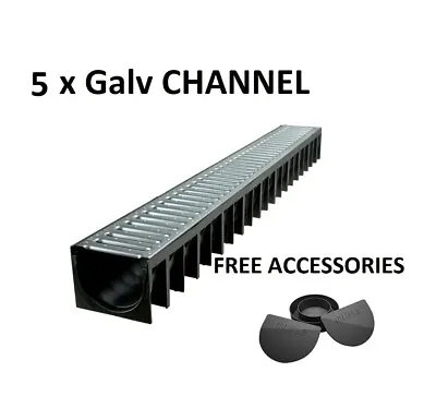 £58.99 • Buy DRAINAGE CHANNEL DRIVEWAY & PATIOS 5mtr GALV GRATING INC FREE ACCESSORIES