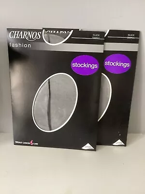 2 Pairs Charnos Fashion Stockings With Seam Black Size Small • £5