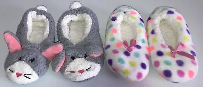Lot Of 2 Ladies Slippers Size M 7-8 Bunny & Multicolored Polka Dot • $14.99