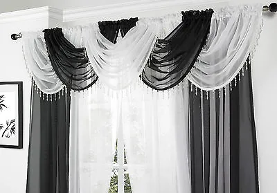 £6.35 • Buy Beaded Voile Swags,11 Colours, Lovely Product, 22  X 18  Hanging Size, Beautiful