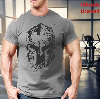 Spartan Helmet T-Shirt Mens Gym Clothing Workout Training Bodybuilding MMA Top • £6.99