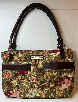 Longaberger Fabric Canvas Shoulder Handbag Purse Multi-Color Floral Double Strap • $9.99