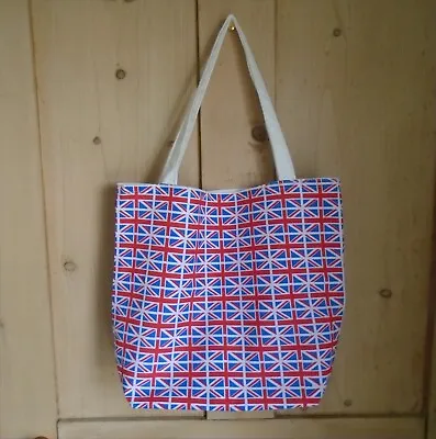 Cotton Fabric Union Jack Small Bag Bags Shopping Gym Weekend Hand Luggage Gift • £9.93