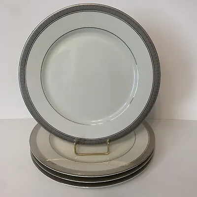 Mikasa Palatial Platinum L3235 China 10.75” Dinner Plates Set Of 4 • $50