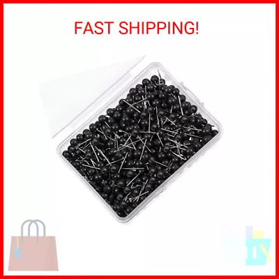 500 Pack Map Push Pins 1/8 Inch Black Map Tacks Small Round Head Push Pins Map T • $12.05