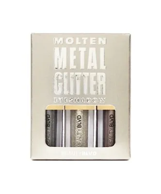 Molten Metal Glitter Eyeshadow Grey Silver Set • £8