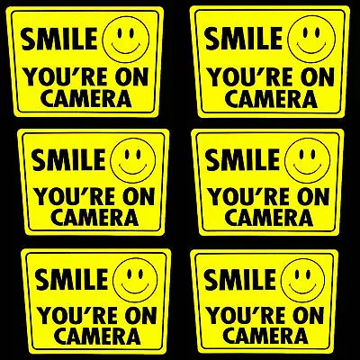 Lot Of 6 Smile Youre On Store Security Cctv Video Camera Outdoor Warning Sticker • $9.95