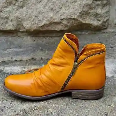 Women Shoes Size Ankle Boots Ladies Flat Heel Zipper Comfy Round Toe Booties • $20.99