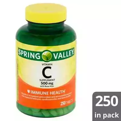 Spring Valley Vitamin C Supplement With Rose Hips 500 Mg 250 Count USA FREESHIP • $9.95