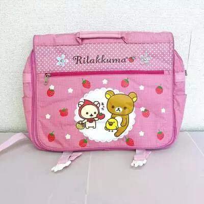 San-x Rilakkuma Korilakkuma Lesson Bag Backpack Rucksack Pink Strawberry Bear • $99.99