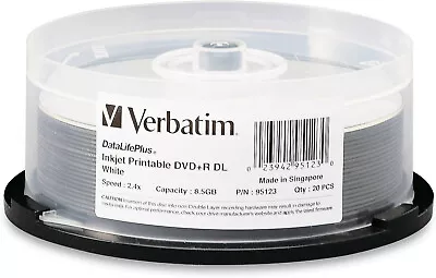 10 X Verbatim 95123 8.5GB DVD+R DL 8X - White Inkjet Printable + Free Sleeves • $25