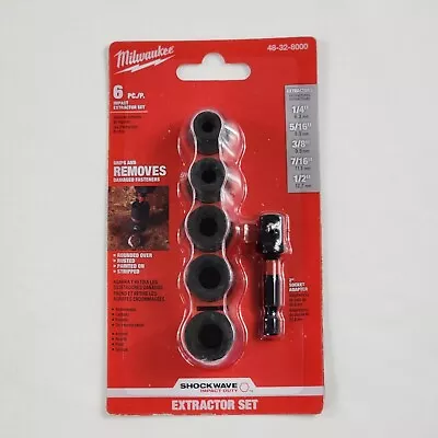 Milwaukee Shockwave 6pc Impact Extractor Set 48-32-8000 Tool Removes Fasteners • $23.99