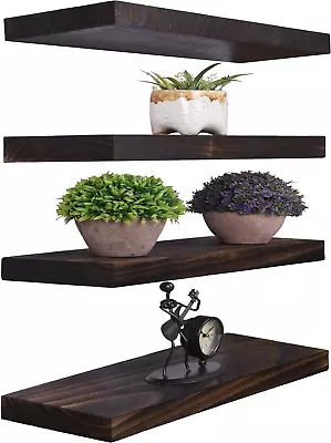 Wood Floating Shelves For Wall Decor Rustic Wall Shelves For Bedroom Bathroom K • $30.99