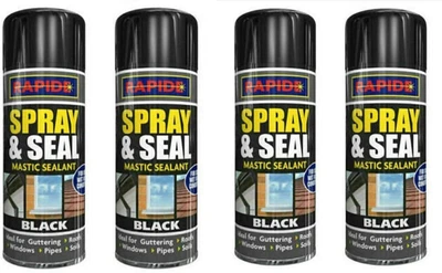 £18.99 • Buy Black Spray N Seal Mastic Black Spray Paint Sealant Roof Window Pipes Guttering